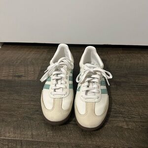 Adidas Samba White Sneakers with Teal Accents